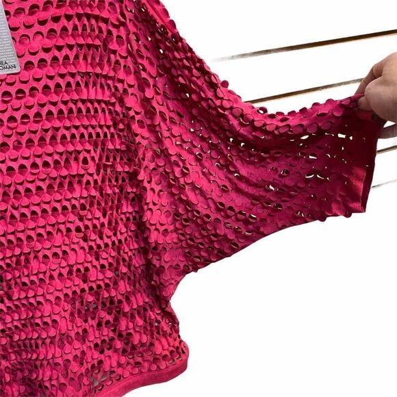 LINEA DOMANI Faux Suede Pink Eyelet Top Size XL - Picture 2 of 7